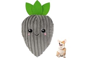 Andiker Zanahoria Juguete para Perros, 25 cm Perro Juguete con Sonido con un Silbato, Suave Juguete de Felpa de Algodón para Perros Pequeños y Medianos y Cachorros (Gris)