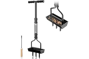 EEIEER Lawn Aerator, Hollow Tine Aerator Lawn Core Aerator with Storage Tray and Garden Tools, T-Handle Grass Aerator Heavy Duty Lawn Scarifier Manual Lawn Aerators for Compacted Soils Lawn Care