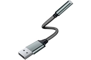 HEIZHU USB to 3.5mm Jack Audio Adapter, External Sound Card USB to Aux Adapter with 3.5mm Aux Stereo Converter, TRRS Aux Headphone Microphone Converter Compatible with PC, Laptop, Tablet, Headphone, PS4