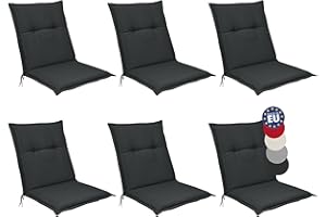‎BEAUTISSU Beautissu 6er Set Niedriglehner Auflagen 100x50 cm Base NL – Bequemes Sitzkissen 6cm Dickes Sitzpolster Sitzauflage für Garten Balkon Camping Stuhl – Gartenstuhlauflage Niederlehner Graphit Grau