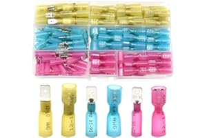 Hocansen 120 Pieces Heat Shrink Spade Connectors Insulated Male and Female Wire Connectors Crimp Terminal Connectors Kit（Colour/RS)