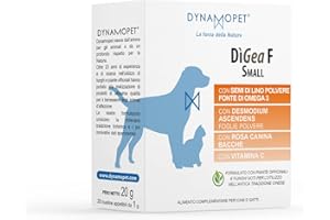 DYNAMOPET | DìGea F Small - Alimento Complementare per Favorire le Fisiologiche Funzioni Depurative di Cane e Gatto, Confezione 20 Bustine da 1 g - una Bustina ogni 5 kg di Peso dell'Animale