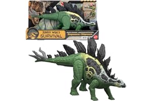 Mattel Jurassic World Figurine de Dinosaure, Grand stégosaure Géants Féroces avec Deux attaques et Une évolution, Jeu numérique, JKL85