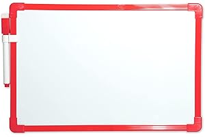 FDD4U Magnetic Whiteboard A4 Sized - Dry Erase, Double Sided, Plastic Frame & Magnetic Mini Whiteboard - A4 Whiteboards for Kids, Students, Parents, Teachers & More - Whiteboard Set with Pen - Red