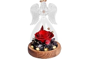 BEINHOME Prezenty dla niej, Różowy stabilizowany prawdziwy wieczne róże kwiaty ręcznie wykonane szkło z diodami LED dla kobiety mama babcia dziewczyna prezenty na walentynki dzień matki urodziny Dziękczynienia