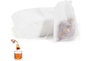 CHEERHOM 100 Bolsos de Té Desechables, 7 x 9 cm Filtros de Té Desechables con Cuerda de Extracción, 100 Bolsos de Té Vacíos, Filtros de Té Sazonados, Especias, Vainilla, Lavanda, Café