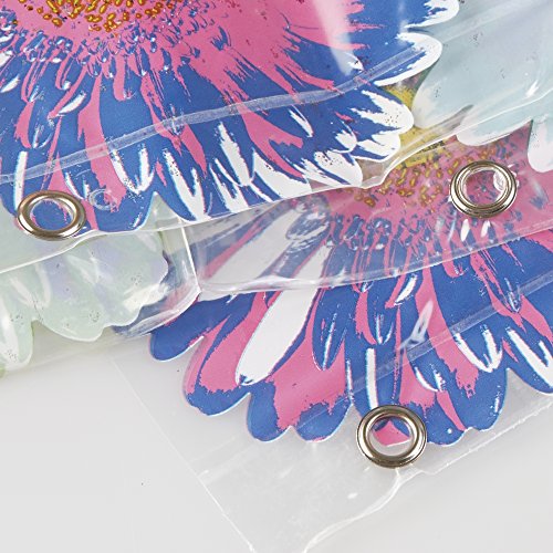 mDesign Daisy Bloom PVC-freier PEVA-Duschvorhang, 180 x 200 cm – Hell - 5