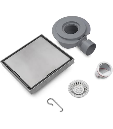 EMCO Bad aura - Planchet, douche, met waterafvoer, 400mm, zwart, Set