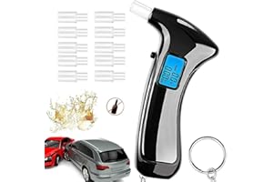 ‎JOYFAN Alkoholtester Polizeigenau, Alkoholtester Promillemessgerät mit 10 Mundstücken Digitaler Blauer LCD-Anzeige, Professioneller Alkoholmessgerät mit Gradgenauigkeit für Privaten Professionellen Gebrauch