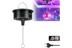 GOMETY 30 RGB LED-discokula med motor och ljus, discokula med fjärrkontroll, batteridriven/kabel, roterande motor med justerb