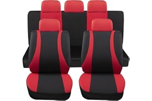 Rebeca Shop Fundas de asiento de coche universales LS10 | Kit delantero y trasero cómodo transpirable | Fundas protectoras para asientos utilitarios medianos pequeños | No Suv (rojo)