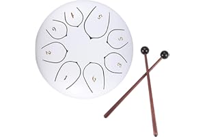Konesky Steel Tongue Drum Stahl Zungentrommel 6 Zoll Hand Pan Percussion Drum 8 Tune Ätherisches Schlagzeug-Instrumentarium mit Trommel Tragetasche, 2 Drumsticks, Übungsheft, 4 Fingerpicks, Rot (Weiß)