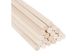 KOSHIFU 20 Stück Holzstäbchen Bastelstäbe Rundhölzer Bambusstäbe zum Basteln Lange Holzdübel Natürlicher Stangen 8 mm x 30 cm Rundstäbe für DIY Arts Craft Basteln Dekoration