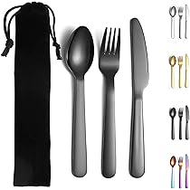 Set Posate Da Campeggio In Acciaio Inox - Leggero, Con Borsa Portaposate, 5 Pezzi - Foto 9