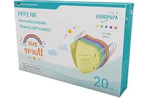 EUROPAPA 20x Mascarilla FFP2 S En Tamaño Pequeño Mascarillas Respiradoras HigiÉNicas De 5 Capas Envasadas Individualmente EU 2016/425