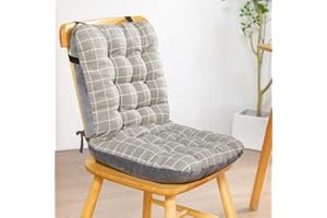 JORTUIO Cuscini per Sedie con Schienale , Ispessimento Cuscino di Seduta Ergonomico con Nastri,Sfoderabili/lavabili,Antiscivolo Cuscini per Sedie da Esterno /Cucina/ Giardino ( Color : W , Size : 35*45*57cm )