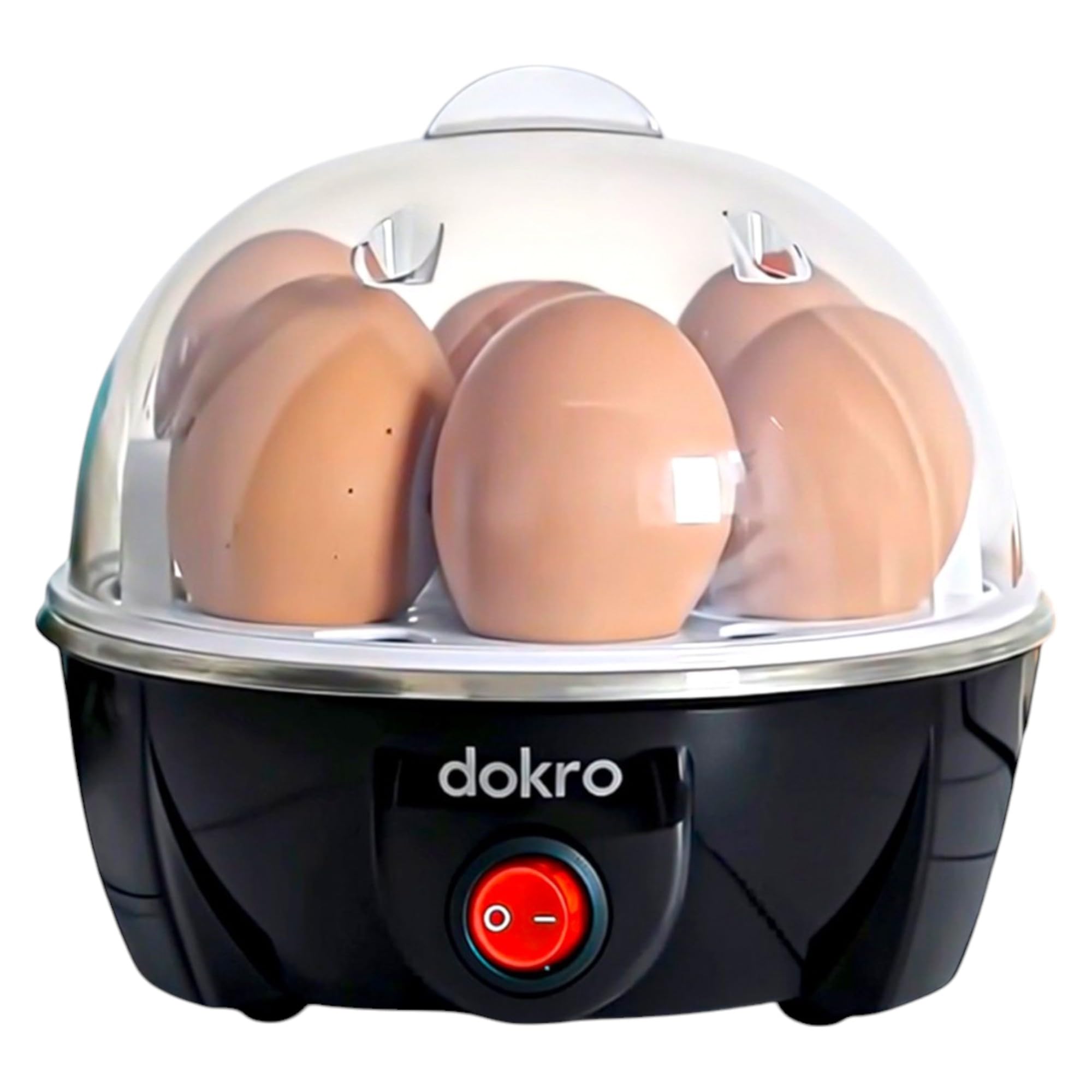 Dokro Electric Instant Egg Boiler | Boils 7 Eggs | 3 Boiling modes(soft, medium, hard) | Smart Overheat Protection | 75ml | Black | Includes 1 Measuring Cup