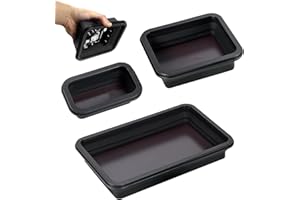 BTIUGYI 3 Pezzi Vassoio Magnetico Vassoio Pieghevole, Accessori da Officina per Piccoli Bulloni, Viti, Dadi, Rondelle e Altri Strumenti di Piccole Parti, Vassoio in Silicone Porta Attrezzi (Nero)
