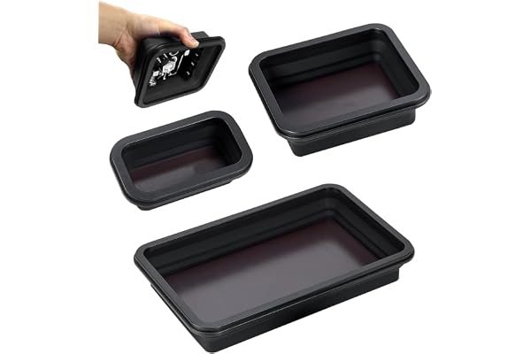 3 Pièces Plateau Magnétique, Plateau Pliable Set, Accessoires d'atelier pour Petits Boulons Écrous, Rondelles et Autres Petites Pièces Outils (Noir)