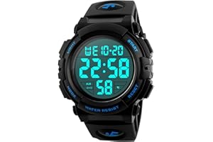 UEOTO Montre Sport Homme Etanche 5ATM, Montre Digitale Hommes avec Alarme/Chronomètre/Rétro-éclairage LED, Montre Militaire Numérique Homme pour Adolescent Garcon