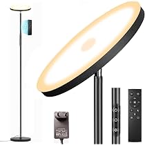 Lampadaire LED 36W Lumière Blonde à Blanche - Dimmable Télécommande Contrôle Tactile 3000LM Pour Salon Chambre Bureau