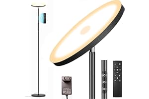 Yikuneng Lampadaire sur Pied Salon, 3600LM 36W LED Lampe sur Pied Super Lumineux, 2700K-6500K Dimmable Lampadaires avec Télécommande et Contrôle Tactile, Lampadaire Haut pour Salon Chambre et Burea