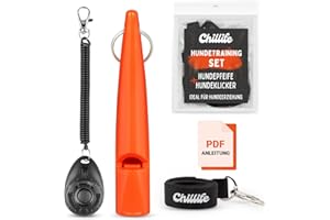Chillife Kit de Entrenamiento ultrasónico para adiestrar Perros Compuesto por Silbato y clicker Profesional, antiladridos y para una educación Moderna de Cachorros