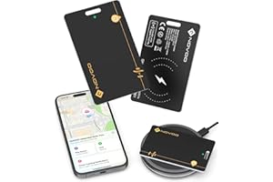 NOVOO Wallet Tracker Card 2-Pack, Rechargeable Wallet Finder (Wireless charging), Bluetooth Tracking Card 1.9mm Ultra-Slim, IP68 Waterproof (Only IOS, Apple Find My), Anti-loss GPS Air Tag for Luggage