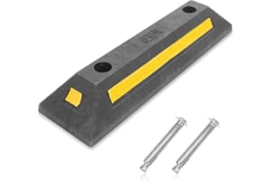 DOITOOL Car Stopper Car Garage Wheel Stopper Parking Block Car Parking Stopper Wheel Stopper with Reflective Tape Rubber Parking Lot Stopper Garage Car Stop Indicator Heavy Black Bumper