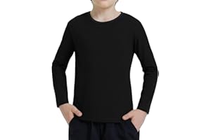 Ewbob Kids Cotton Plain T-Shirt Lightweight T Shirt Short and Long Sleeve Boys Girls Breathable Tee Tops for Children Casual Unisex Shirts for Age 3-14 Years
