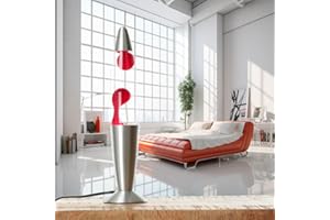 ‎LICHT-ERLEBNISSE Licht-Erlebnisse Mini Lavalampe Rot, Retro Lampe, Klein, kräftig, beruhigend, 36 cm, Geschenkidee Weihnachten, inklusive Leuchtmittel, G9 25 W mit Kabelschalter, Vulkan Lampe