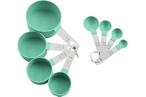 8 stycken mätskopor, 4 mätkoppar och 4 skedar med handtag i rostfritt stål, mätkoppar och spoons-set av plast, kopp mätkopp för kök matlagning bakning och flytande ingredienser mätverktyg