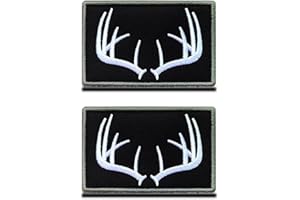 ZCKETO 2 Pezzi Caccia Corna "Hunting Antler" Emblema Gancio e Anello Ricamato Toppa per Squadra Lavoro Maglia Zaino Cappelli Gilet di Cane Caccia Tattico Militare Toppa Collezione