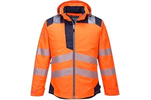 Portwest PW3 Hi-Vis Winter Jacket, Color: Orange Black, Size: L, T400OBRL