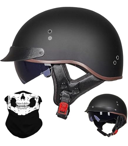 Casque Bol Retro Cuir Casque Moto Jet Vintage Retro Avec Lunettes Et Masque, Unisexe 3/4 Moto Chopper Scooter Modulable Casque De Vélo - Auto Casque Jet Vintage Vintage Casque Bol Retro Cuir Casque Moto Jet Vintage Retro Avec Lunettes Et Masque, Unisexe 3/4 Moto Chopper Scooter Modulable Casque De Vélo - Auto Casque Jet Vintage Vintage