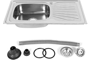 YIZHE Fregadero, Fregadero 1 Cubeta, empotrado de acero inoxidable Cocina, Fregadero Sobre Encimera, fregadero inox pequeño,sobre encimera, bajo encimera o enrasado (90 * 50 * 15cm)