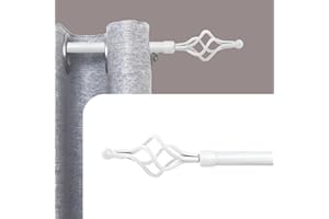 DALINA TEXTIL S.L DALINA TEXTIL - Barra Cortina Blanca Extensible 19mm - Barra Cortinas fina para Salón Dormitorio - Palos Cortinas Delgado (Blanco) Piña 120-210cm