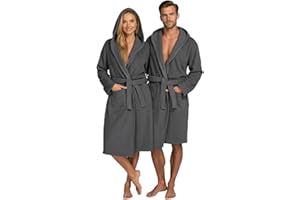 BOSKIMO Albornoz de Baño Unisex con Capucha 100% Algodón OEKO-TEX – Bata para Hombre y Mujer – Rizo Americano 420 gsm – Suave y muy Absorbente