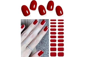 Wahrshei Unghie Gel Adesive UV | Rosso Scuro Smalto Adesivo Gel UV | 20 PCS Pellicola per Unghie Autoadesiva | Adesivi per unghie in gel, Impacchi di Smalto Gel per Unghie