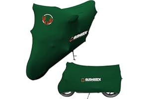 ‎BUSHBOCK PREMIUM COVER BUSHBOCK® Premium Cover Indoor Motorrad Abdeckplane-Staubschutz-elastischer, atmungsaktiver Samt-Stretchstoff (XL-XXL, Grün)