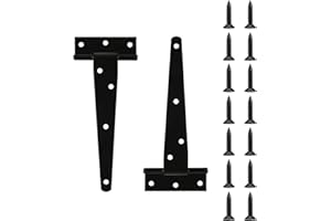 XHJZGCTECH 2 pezzi cerniere per porta da 8 pollici nere, cerniere a T, cerniere metalliche per cancelli, cardini per porte di fienili, porte di capannoni, cancelli da giardino, cerniere per porte di capannoni