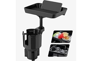 TYKOR Car Cup Holder Tray, Cup Holder Expander Adapter for Cars, 24cm Car Food Tray Table for Eating, Car Interior Organizer Accessories Fits Stanley, Large Drink Bottles 0.4-1.5 L (7-10.7 CM)