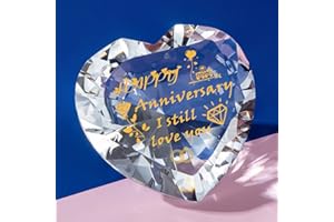 ERWEI Happy Anniversary Gifts for Her Crystal Keepsake Glass Diamond Wedding Anniversary Gift for Women, Romantic Gifts for Couple, Partner, Girlfriend