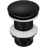 Bonde Lavabo Salle de Bain, Bonde de Lavabo Universel, Bonde Clic Clac pour Évier et Lavabo (Noir Mat)