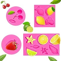 4 stampi in silicone a forma di ciliegie 3D a forma di ciliegie, graziosi stampi per frutta artificiale, foglie di ciliegia, cioccolato, decorazione per cupcake, caramelle, argilla polimerica e pasta