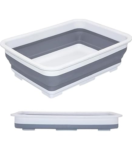Lot De 3 Lavabos/lavettes Pliables En Polypropylène - Gris - Dimensions 37x26x14 Cm - Neuf