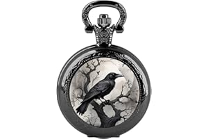 Tiong Pocket Watch Black Vintage Steampunk Quartz Pocket Watch Costume Men Women Necklace Jewelry Gifts