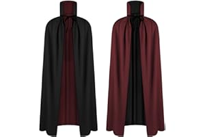 AOOWU Halloween Dual-Layer Cloak, Unisex Vampire Costume, Witch Cosplay Cape Fancy Dress for Men and Women, Full Length Cloak for Vampire Halloween Family Party Fancy Dress Masquerade, 150CM