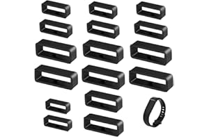 Bkrdty Pętle do paska do zegarka, 16 szt. silikonowy pasek do zegarka, czarna gumowa opaska do zegarka, zamiennik opaski na nadgarstek