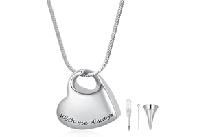 AIWENXI Heart Urn Necklace for Ashes with Me Always Keepsake Memorial Pendant Cremation Jewelry for Women Men